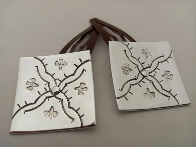 Handmade, one of a kind Aluminum Hair Clips, Set.