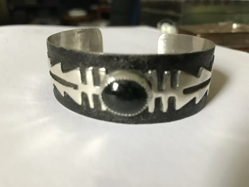 Black Jade Sterling Bracelet
