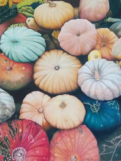 Colorful Autumn Pumpkin Gathering