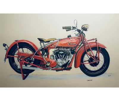 Classic Red Indian Motorcycle
