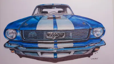 Classic Blue Mustang Stripes